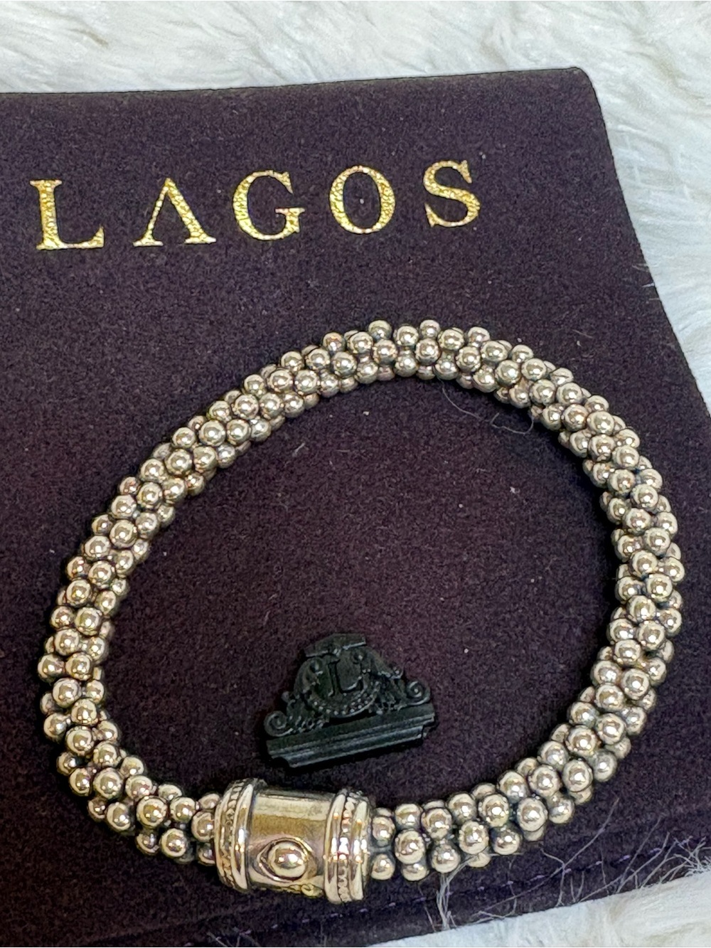 Vintage LAGOS Double-Strand Silver Beaded Bracelet with Barrel Clasp